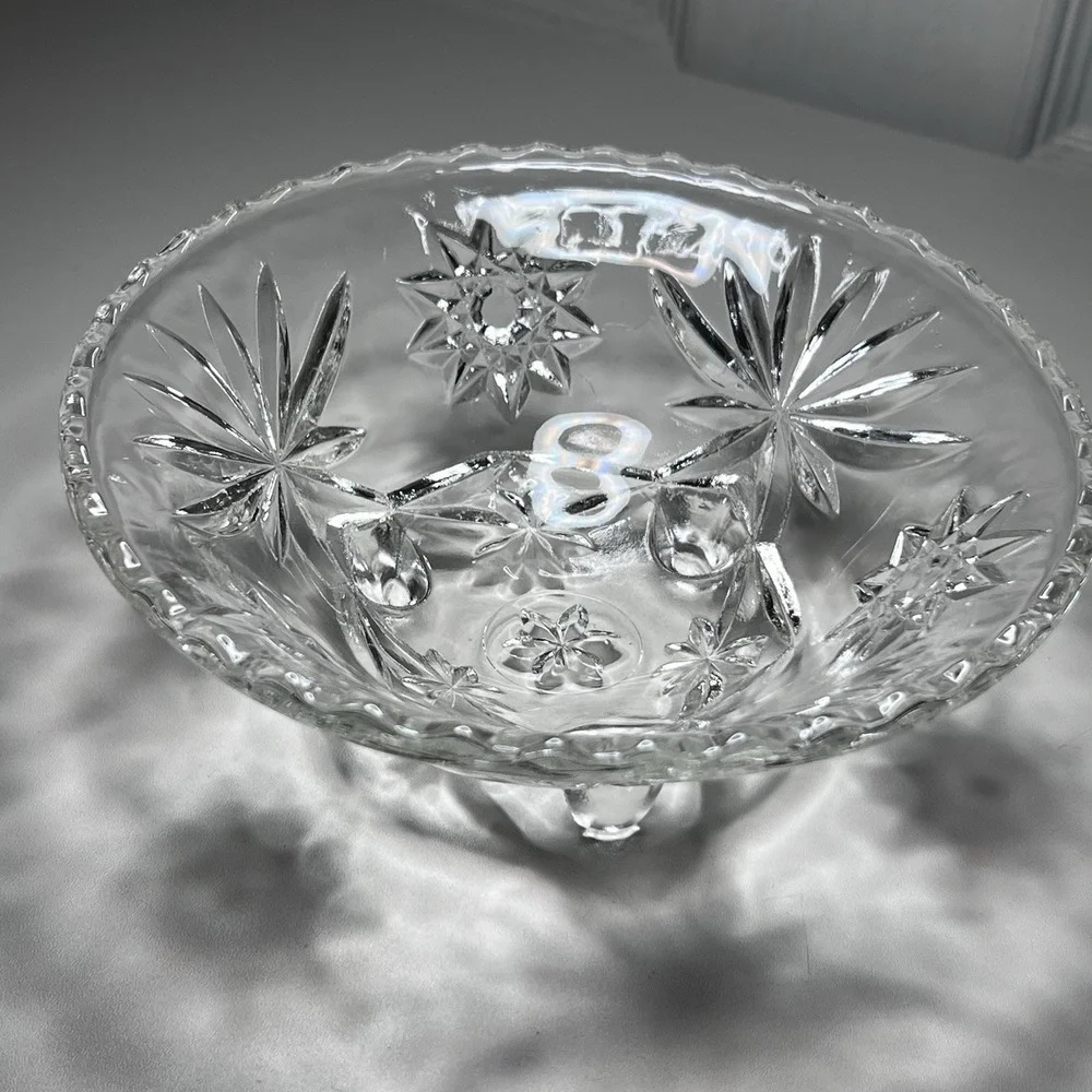 Vintage Anchor Hocking EAPC Precut Star Of David Glass‎ Bowl 6 1/2